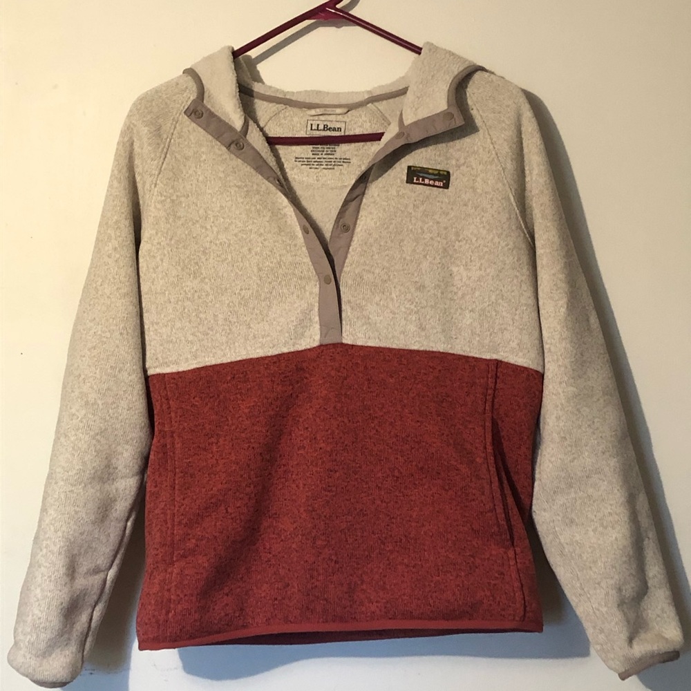 L.L. Bean 3/4 snap fleece hoodie